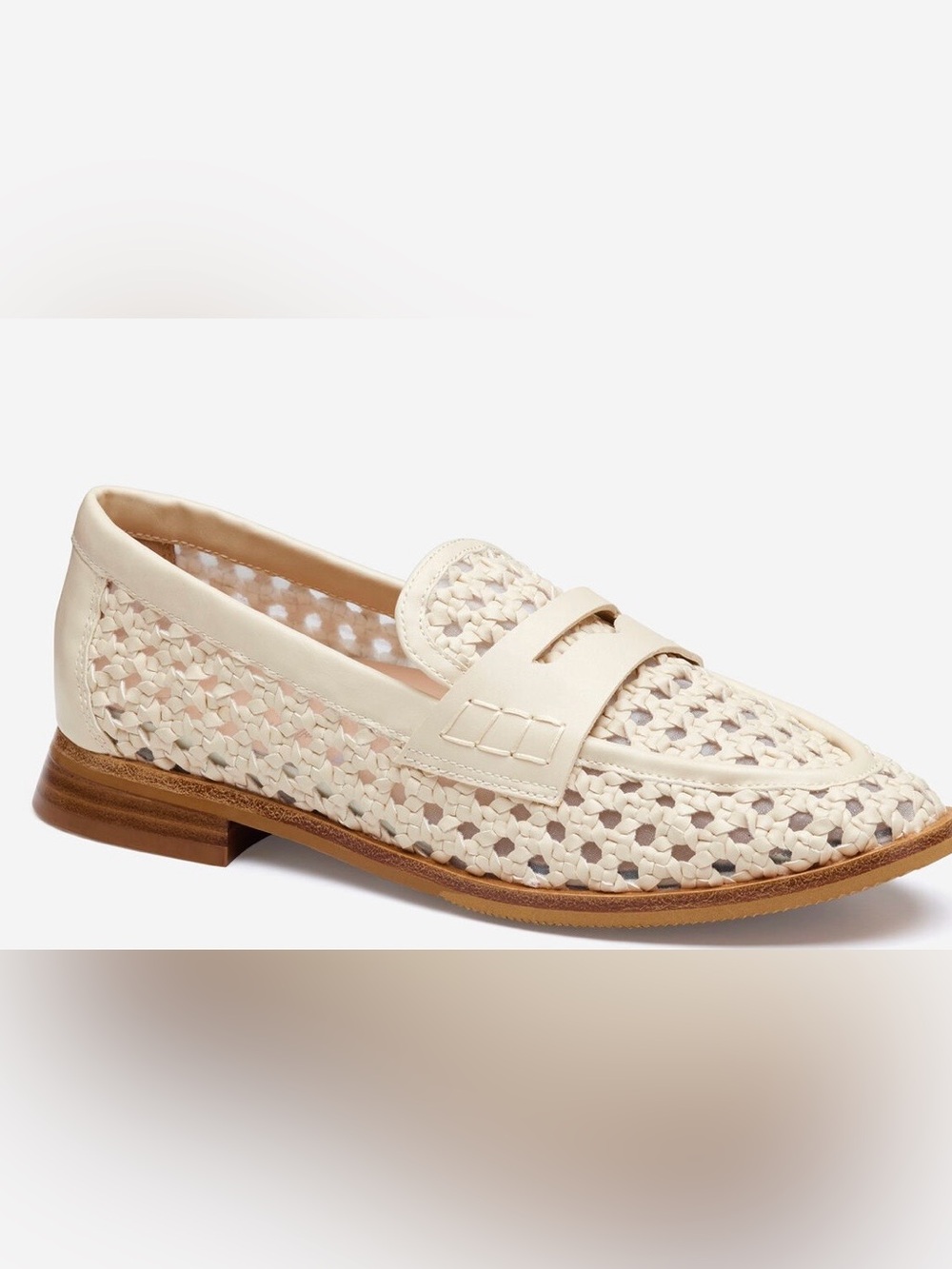 Johnston & Murphy Cream Woven Penny Loafer Size 7